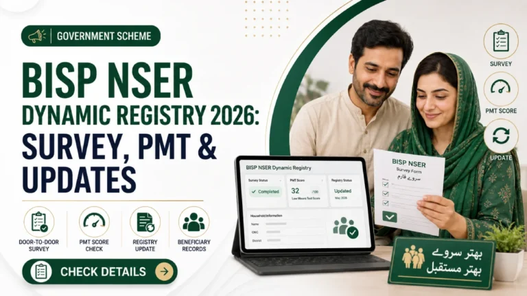 BISP NSER Dynamic Registry 2026: Survey Registration, Record Updates, PMT Score and Tehsil Office