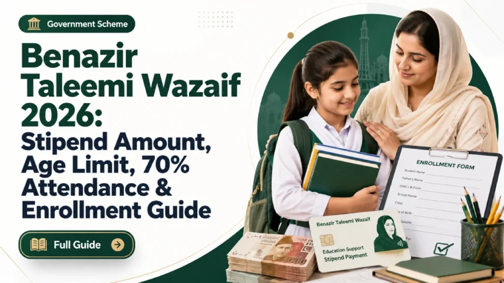 Benazir Taleemi Wazaif 2026: Stipend Amounts, Age Limits, 70% Attendance and Enrollment Guide