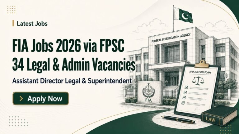 FIA Jobs 2026 via FPSC: 34 Assistant Director Legal and Superintendent Vacancies