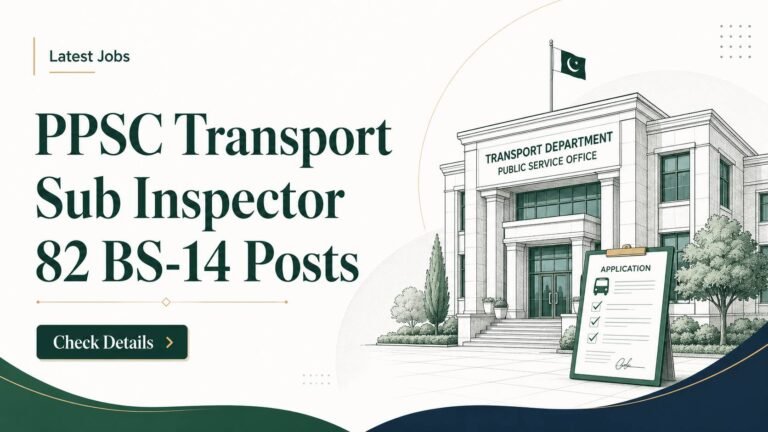 PPSC Transport Sub Inspector Jobs 2026: 82 BS-14 Vacancies, Eligibility, Syllabus and Apply Online