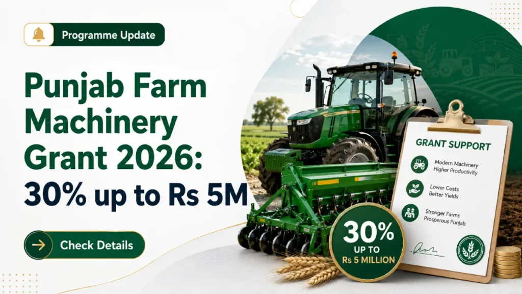 Punjab Farm Machinery Grant 2026-27: 30% Subsidy up to Rs 5 Million Under P-CLAMP
